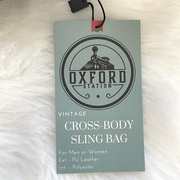 Oxford Station Vintage Style Unisex Crossbody Sling Bag Brown Vegan Leather - Picture 8 of 10